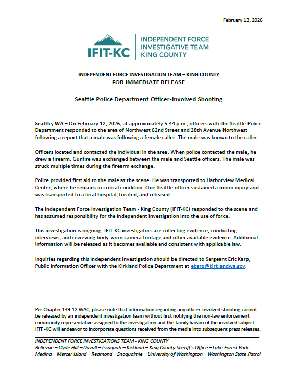 Press release from King County IFIT