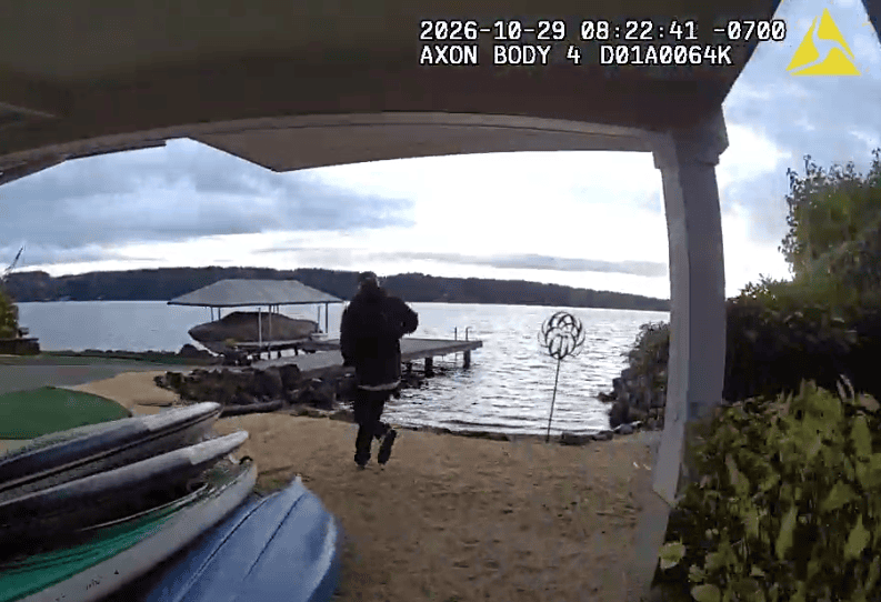 suspect running to lake