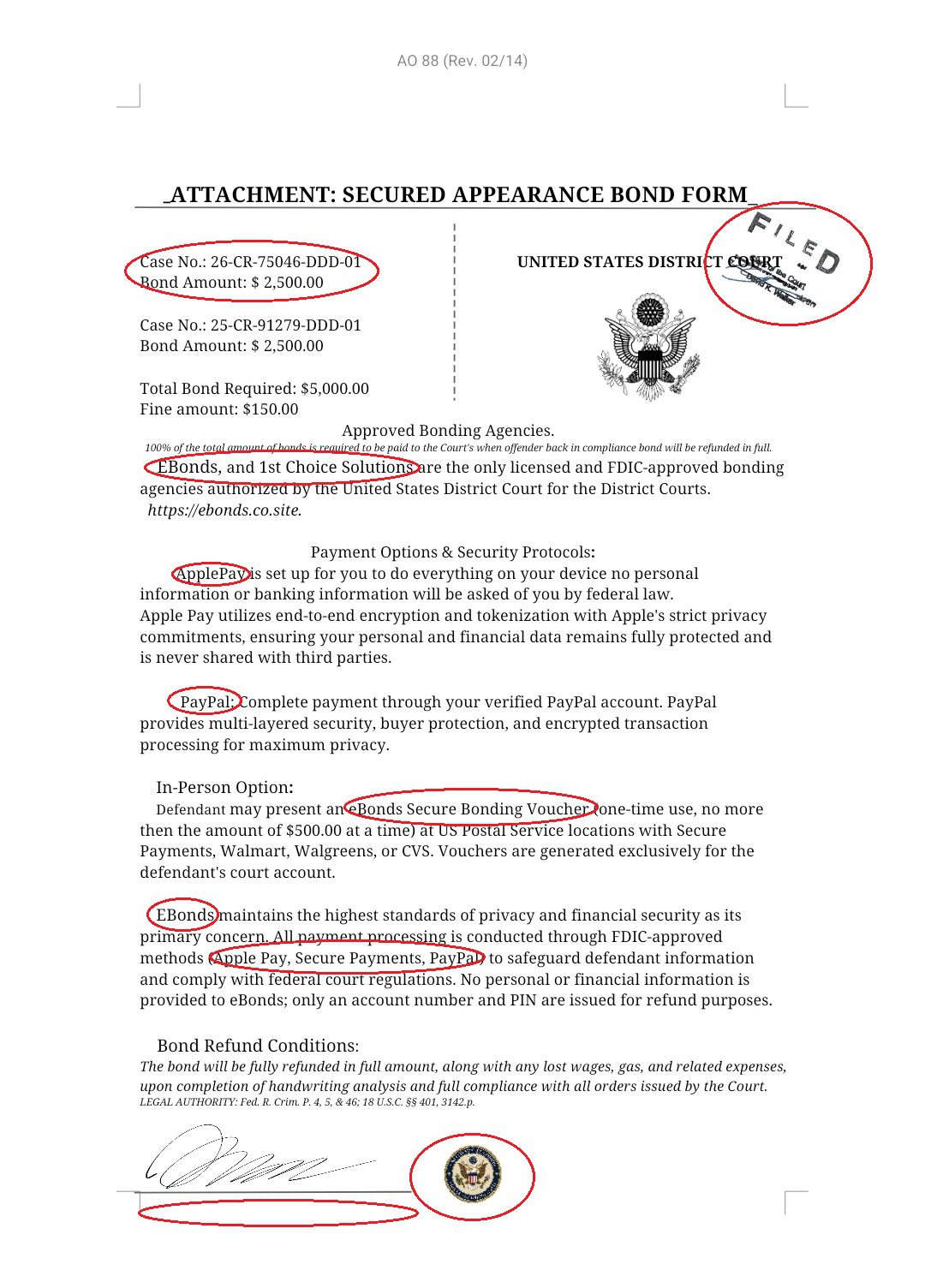 fake document meant to look like a warrant