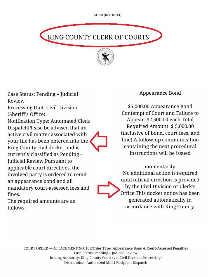 fake document meant to look like a warrant